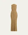 Veronica Beard Anna Stripe Sleeveless Maxi Dress In Gold Bronze