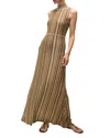 Veronica Beard Anna Stripe Sleeveless Maxi Dress In Gold/bronz