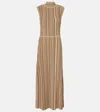 Veronica Beard Anna Stripe Sleeveless Maxi Dress In Gold/bronze