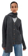 Veronica Beard Annalise Wool-cashmere Scarf Cardigan In Charcoal
