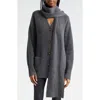 Veronica Beard Annalise Wool-cashmere Scarf Cardigan In Charcoal