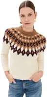 Veronica Beard Anne Fair Isle Pullover Sweater In Dove Multi