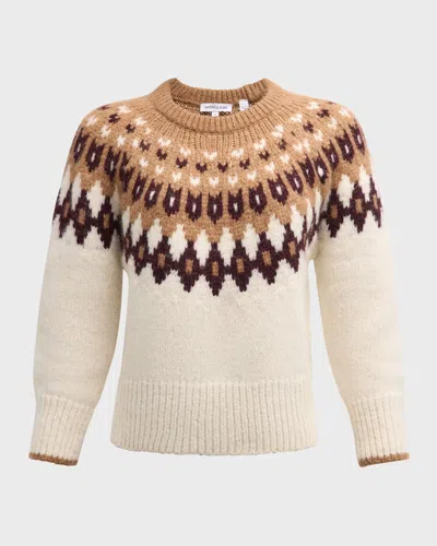 Veronica Beard Anne Fair Isle Pullover Sweater In Dove Multi