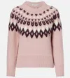 Veronica Beard Anne Fairisle Puff-sleeve Sweater In Pink