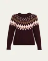 Veronica Beard Anne Fairisle Pullover In Raisin Multi In Brown