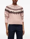 Veronica Beard Anne Fairisle Puff-sleeve Sweater In Pink