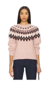 Veronica Beard Anne Fairisle Puff-sleeve Sweater In Pink