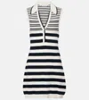 Veronica Beard Mixed Stripe Sleeveless Cotton Blend Sweater Minidress In White
