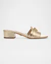Veronica Beard Annette Metallic Medallion Mule Sandals In Pale Gold