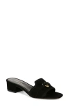 Veronica Beard Annette Suede Medallion Mule Sandals In Black