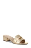 Veronica Beard Annette Metallic Medallion Mule Sandals In Pale Gold