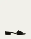 Veronica Beard Annette Suede Medallion Mule Sandals In Black