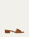Veronica Beard Annette Suede Medallion Mule Sandals In Hazelwood