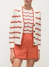 Veronica Beard Ansonia Knit Chevron Cardigan In White