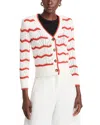 Veronica Beard Ansonia Stripe Open Stitch Cardigan In Off White/