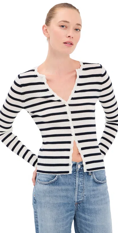 Veronica Beard Anwin Cardigan Dove/navy In Multi