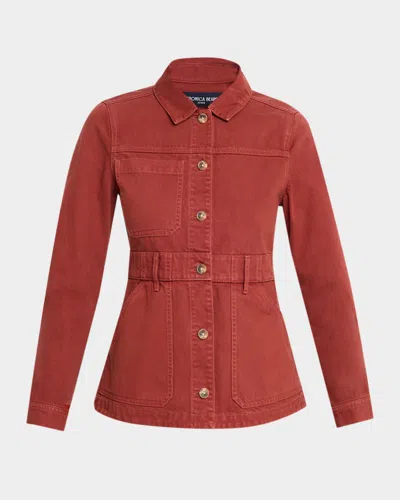 Veronica Beard Anzu Twill Utility Jacket In Rust