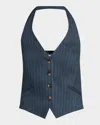 Veronica Beard Arabella Pinstripe Linen-blend Vest In Blue