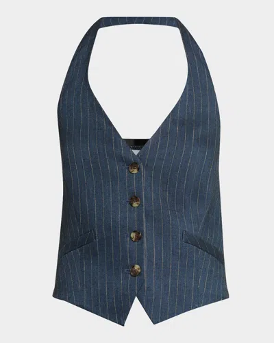 Veronica Beard Arabella Pinstripe Halter Vest In Blue