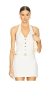 Veronica Beard Arabella Halterneck Linen-blend Vest