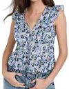 Veronica Beard Araya Top In Cobalt Multi In Multi