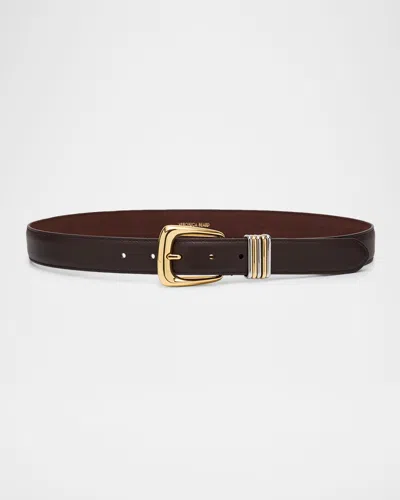 Veronica Beard Arch Leather Belt In Brown