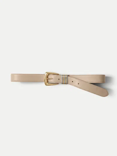 Veronica Beard Arch Leather Belt In Oat