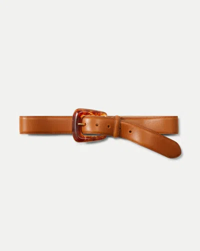 Veronica Beard Arch Resin-buckle Leather Belt In Brown