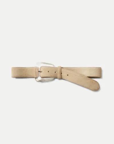 Veronica Beard Arch Resin-buckle Suede Belt In Brown