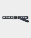 Veronica Beard Arch Studded Leather Belt In Blue