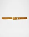 Veronica Beard Arch Suede Belt In Brown