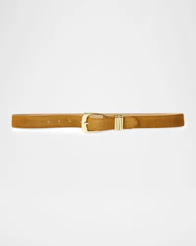 Veronica Beard Arch Suede Belt In Brown