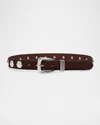 Veronica Beard Arch Suede Studded Belt In Brown