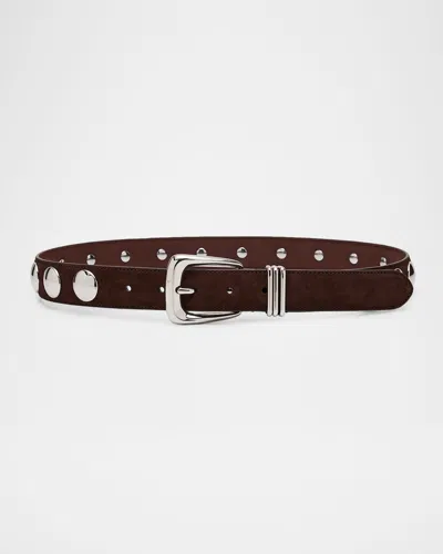 Veronica Beard Arch Suede Studded Belt In Brown