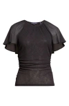 Veronica Beard Arisa Mixed Media Top In Black