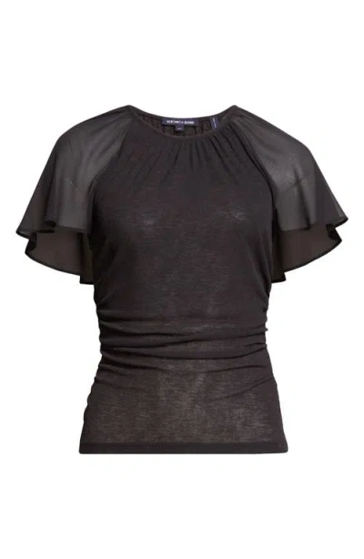 Veronica Beard Arisa Mixed Media Top In Black
