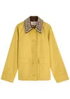 Veronica Beard Arlen Dickey Embellished Cotton-poplin Jacket In Yellow