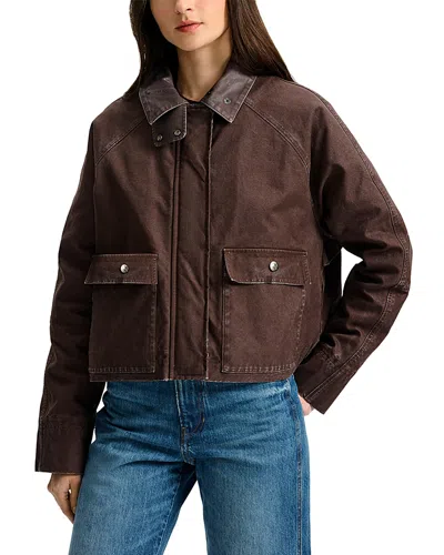Veronica Beard Arlo Coated Collar Barn Jacket In Brown