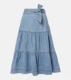 Veronica Beard Armida Tiered Denim Midi Skirt In Starlight
