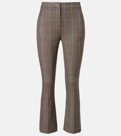 Veronica Beard Arte Checked Slim Pants In Brown