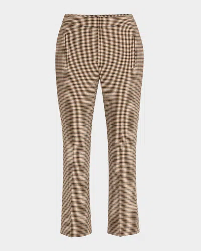 Veronica Beard Arte Cropped Houndstooth Pants In Sand Black