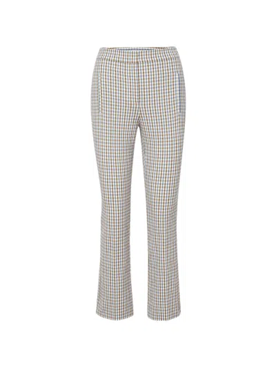 Veronica Beard Gingham Cotton Seersucker Cropped Slim Pants In Gray