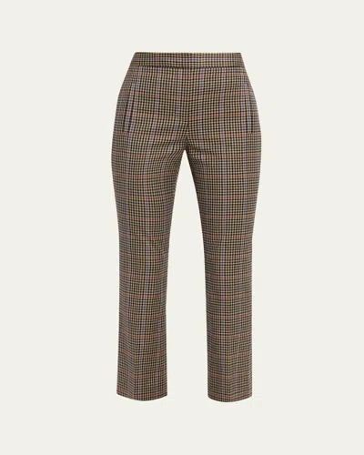 Veronica Beard Arte Slim Plaid Pants In Gray