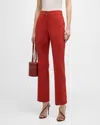 Veronica Beard Arte Straight Cropped Pants In Brick Red