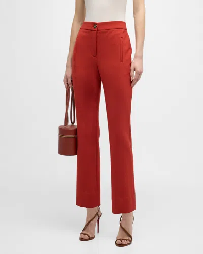 Veronica Beard Arte Straight Cropped Pants In Brick Red