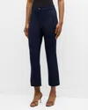 Veronica Beard Arte Straight Cropped Pants In Navy