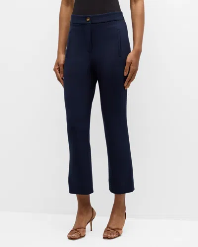 Veronica Beard Arte Straight Cropped Pants In Navy