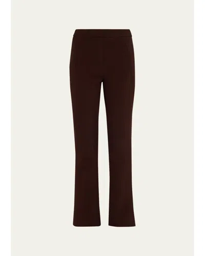 Veronica Beard Arte Virgin Wool-blend High-rise Slim-leg Pants In Brown