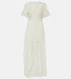 Veronica Beard Arushi Embroidered Cotton Maxi Dress In White