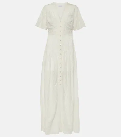 Veronica Beard Arushi Embroidered Cotton Maxi Dress In White